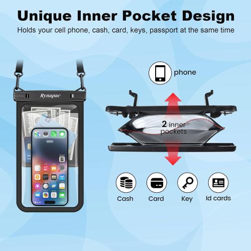 [Up to 10] Large Waterproof Phone Pouch Bag - 2 Pack IPX8 Waterproof Phone Case for iPhone 17 16 15 Pro Max Galaxy S25 S24 Ultra, Touchscreen & Underwater Photography, Beach Cruise Travel Essentials