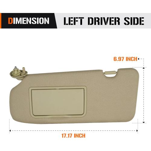 Sun Visor for Honda CRV 2017-2022 Without Light, Left Driver Side Beige SunVisor Replacement 83280TLAA12ZB
