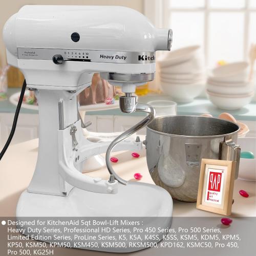 Durable Spiral Dough Hook - Compatible with KitchenAid Heavy Duty Series 5 Qt Bowl-Lift Stand Mixers（K4, K5, K5A, K5SS, KSM5, KDM5, KPM5, KP50, KSM50, KPM50, KSM450, KSM500, KPD162, KSMC50, PRO 500）