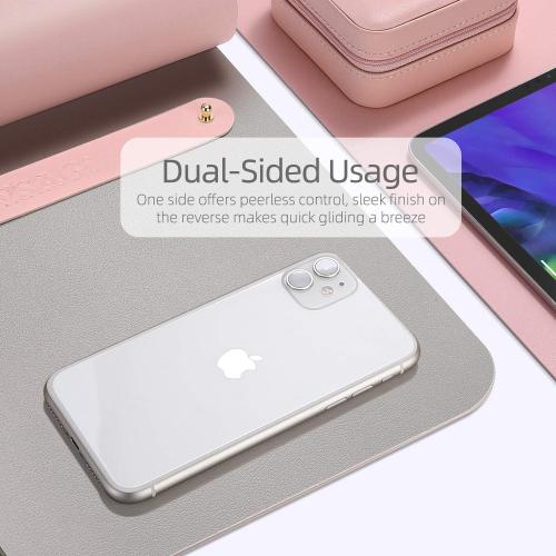 YSAGi Dual-Sided Desk Pad Protector, Desk Mat with Non-Slip - Waterproof PU Leather Office Desk Blotter for Mouse, Keyboard, Writing (23.6 x 13.7, Pink)