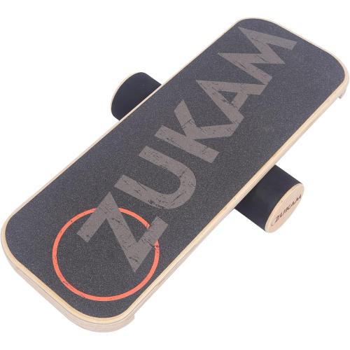 Wooden Balance Board Trainer, Wooden Balancing Board with Workout Guide to Exercise and Build Core Stability, Wobble Board for Skateboard, Hockey, Snowboard & Surf Training