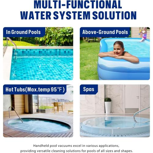 Color White and Blue Bielmeier Cordless Pool Vacuum with Telescopic Pole, Handheld Rechargeable Swimming Pool Cleaner, 19 GPM Powerful Suction Pool Vacuum for Cleaning Above/In Ground Pools, Spas, Hot Tubs