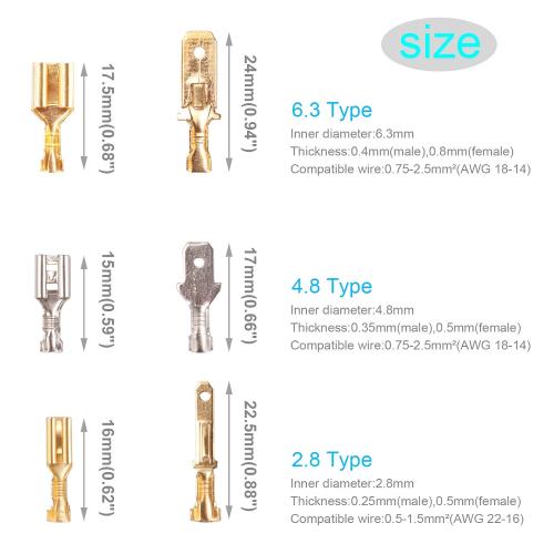 Kinstecks 150PCS 2.8mm 4.8mm 6.3mm Wire Spade Connector 3.9mm Bullet Connectors Kit Male and Female Wire Connectors Kit for DIY Electrical Motorcycle Vehicle Boat