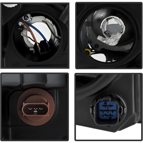 Pair Headlight Assembly Set For 2010 2011 2012 Ford Fusion S SE SEL Hybrid Sport Sedan Replacement Halogen Headlamps Matte Black Housing Clear Lens Passenger and Driver Side Front Bumper Lights(LH&RH)