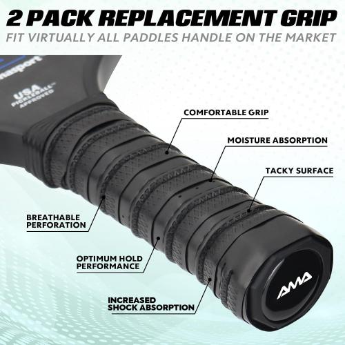 AMA SPORT Pickleball Paddle Grip Tape 2 Pack Pickleball Overgrip Replacement Grip Wrap for Pickleball Rackets Anti-Slip Grip Ridge Easy Installation and Long-Lasting Performance