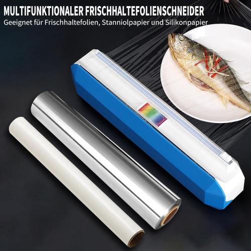 Plastic Wrap Dispenser with Cutter, Reusable Cling Film Dispenser, Cling Wrap Dispenser with Slide Cutter, Also for Aluminum Foil, Tin Foil, Baking Paper (XL)