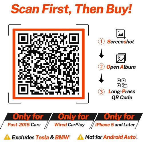 Wireless Adapter, 3X Fast Auto-Connect, No Latency, Plug&Play, Wireless Carplay