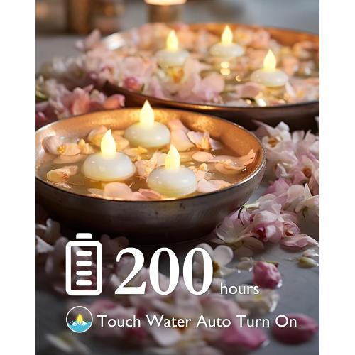 Homemory 200 Hours 35 Pack Flameless Floating Candles, Warm White Led Flickering Tealight Candles in Bulk, Decor for Wedding, Party, Centerpiece, Pool, Christmas