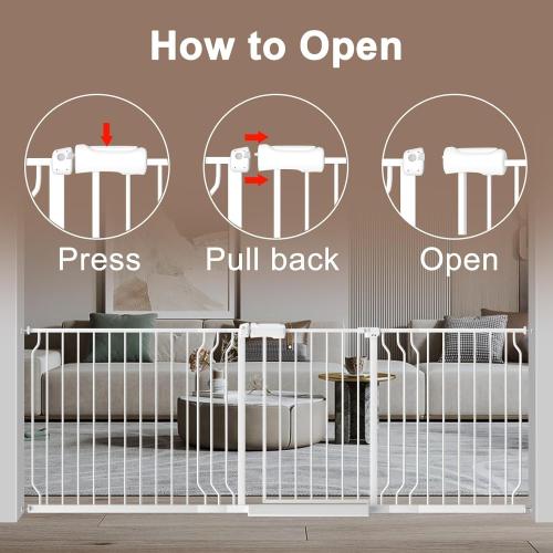 WAOWAO 71.65-85.03 Baby Gate Extra Wide Pressure Mounted Walk Through Swing Auto Close Safety Metal White Toddler Kids Child Dog Pet Puppy for Stairs,Doorways,Kitchen