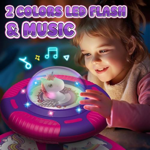 Flooyes Unicorn Sit and Spin Toys for Toddlers Girls 2 Years Old, Christmas Birthday Gifts for 1 2 3 4, with LED and Music, 360° Spin