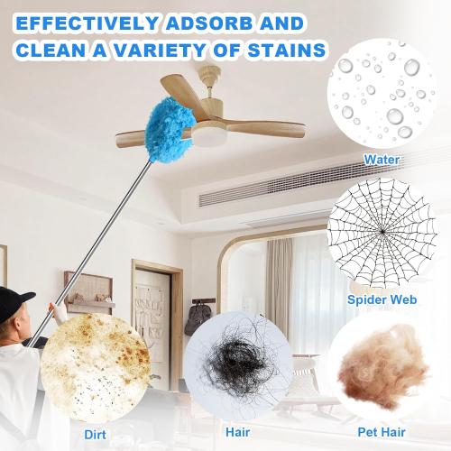 Storystore Ceiling Fan Cleaner Duster - Adjustable Duster with Extension Pole,Dusters for Cleaning Fan Blade, Walls and Cobweb (Blue)