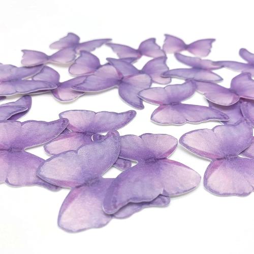 GEORLD Edible Wafer Paper Butterflies Set of 48 Purple Cake Decorations, Cupcake Topper