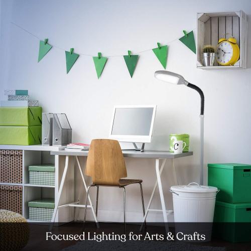 Brightech Litespan Titanium Silver LED Floor Reading Lamp, Energy Efficient, Adjustable Standing, 850-950 Lumens, 12W, 3-Year Warranty