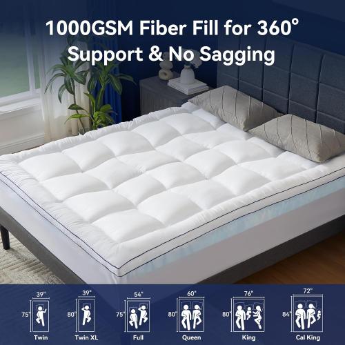 KING Dual Layer 4 Inch Memory Foam Mattress Topper KING , 2 Inch Cooling Gel Memory Foam and 2 Inch Soft Pillow Top Mattress Pad Cover for Back Pain Relief, with Elastic 21 Deep Pocket