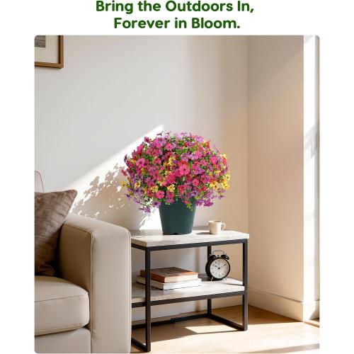ONLY YELLOW ❗❗Velener Artificial Flowers for Outdoors- 20” Potted Plant Fake Silk Daisy Bush-UV Resistant Artificial Outdoor Plant for Front Porch, Garden, Yard, Patio Decor(Mixed Colors)