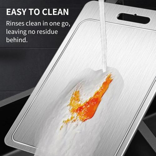 Titanium Cutting Board 100% Pure Cutting Boards With Juice Groove Metal Grade Food Double Sided Chopping Board for Cutting Meats Vegetables Fruits(Titanium-X-Large)