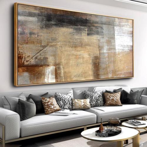 Wall Art Abstract Wall Decor Yellow Black Ink Canvas Painting Modern Artwork for Living Room Bedroom Dining Room Home Office Decor 30x60 with Framed