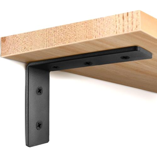 4 Pack Heavy Duty Floating Shelf Brackets, Black Metal L Wall Brackets, DIY Industrial Shelf Brackets - L 6 x H 4 x W 1.6 ( 1/5 Inch Thicked )