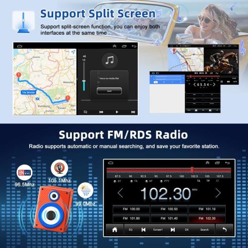 Size 9 Inch Android 13 Car Stereo for Mini Cooper R56 2007-2014, Double Din Touch Screen Car Radio Receiver Head Unit with CarPlay Android Auto Wireless GPS/FM/WiFi/SWC/AHD Backup Camera Mic, 2 32G
