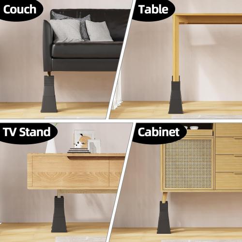 ‼️has mild stains and scratches ‼️12 inch Bed Risers Heavy Duty, Adjustable Furniture Risers for Bed, Sofa, Table, Chair, Support up to 1500 Lbs (Set of 4, Black)