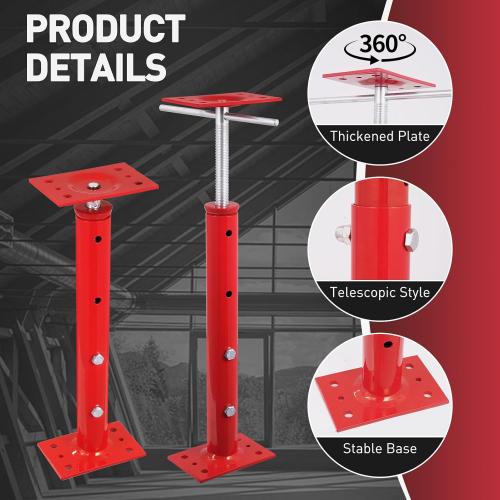 4 Pack House Jacks for Leveling 19''-36''Adjustable Support Jack,17636LBS Max Capacity Each Screw Pole Jack,for Temporary Support for Leveling-Red