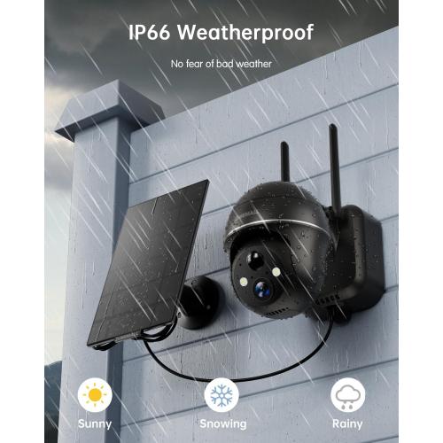 ZUMIMALL Solar Security Cameras Wireless Outdoor, 360° View Outdoor Camera Wireless Solar Powered,2.4G WiFi，2K/3MP Color Night Vision,2-Way Talk, PIR Motion Alert, Cloud Storage, Work with Alexa