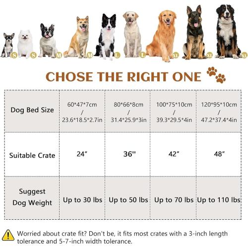 XL Dog Bed for Large/Big Sized Dogs -Dog Crate Pad Removable Washable Cover, Non-Slip Bottom, Pet Mat Comfort Cushion for Joint Relief, Deep Sleep & Home Decor