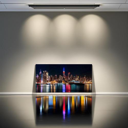 Size 10x60 Modern New York City Night Canvas Wall Art Manhattan Skyline Landscape Artwork for Living Room Home Office Wall Decor Gift Print Framed