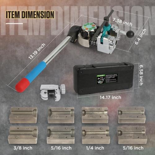 Professional Brake Line Flaring Tool Kit 45 Degree Flare, Single Flare, Bubble Flare, Double Flare for 3/16, 1/4, 5/16, 3/8, Brake Repair Brake Flaring Tools Brake Line and Tubing Flaring Tool