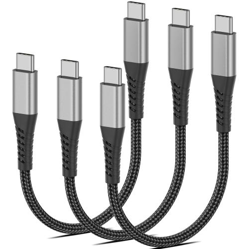 6 inch Short USB C to USB C Cables, 3 Pack USB C to C Fast Charging Cord Type C Cable for iPhone 15 16 17 Pro Max Android Samsung Galaxy S24 S23 Ultra/Power Bank, Short USBC to USBC Cable 0.5ft