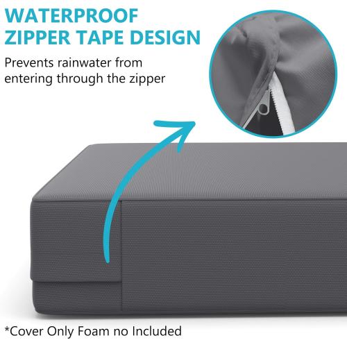 COSHNIBI Patio Cushion Covers 20'' X 18'' X 4'', Waterproof and Fade-Resistant Outdoor Cushion Cover Replacement for Outdoor Slipcovers,Rattan Chair Sofa & Lounge Seat - 6 Pack, Dark Grey(Covers Only)
