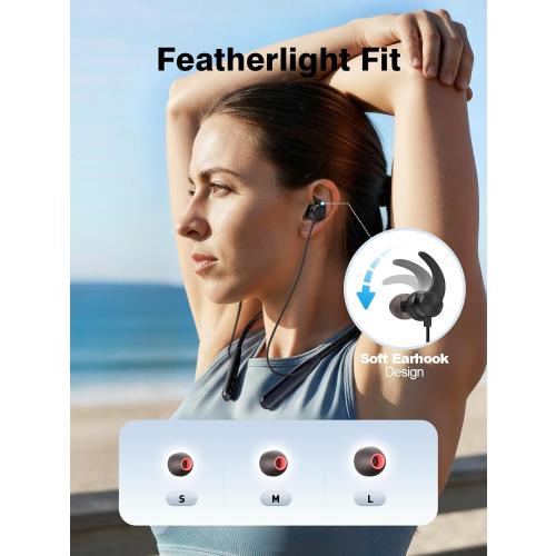 Rythflo Neckband Bluetooth Headphones, ENC IPX7 Sweatproof Sport Earbuds with AI-Enhanced Mic Vibration Call Alert, 50H Playtime Deep Bass Wireless Waterproof Earphones for Work Running Workout Gym