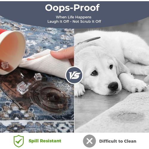 OPPODREAM Vintage Blue Area Rugs 5x7, 5 x 7 Retro Washable Rug Non Slip, Low-Pile Faux Wool Carpet, Distressed Navy Floor Mat for Living Room, Bedroom, Kitchen, Office, Dorm, Dinning Room