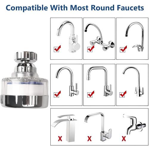 7Pcs Sink Water Filter with Filter Elements Set, Universal Sink Faucet Filter 360°Rotating, Sink Faucet Filter Removes Fluoride Hard Water, Tap Water Filter for Home Kitchen Sink