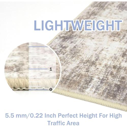 IOHOUZE Abstract Area Rugs 9x12 Ft Washable Large Rugs for Living Room, Non Slip Dining Room Rug, Printed Faux Wool Rugs for Bedroom, Floor Carpet for Office Nursery Playroom, Beige Brown