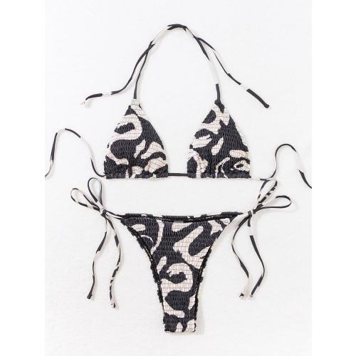 size XS SHENHE Women's 2 Piece Smocked Triangle Bikini Sets Halter Drawstring Side Cute Swimsuits