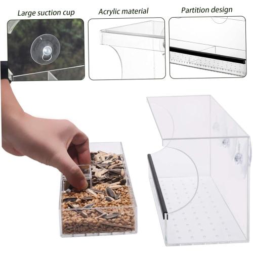 Window Bird Feeders with Strong Suction Cups 12x4x5in Acrylic Clear Bird Feeders for Window Viewing Easy-to-Clean Birdhouse Feeder
