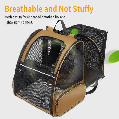Cat Backpack，Expandable Cat Carrier Backpack, Dog Backpack Carrier and Pet Carrier Backpack, Suitable for Cats, Dogs Kitten or Small Dogs, Travel Friendly Puppy Cats Bag (Brown)