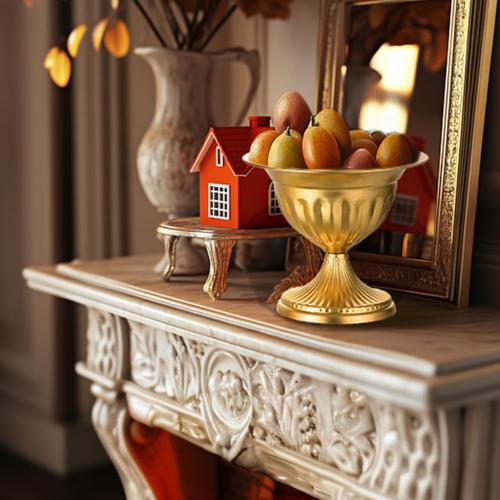 Sziqiqi Gold Metal Urn Compote Vase, Flower Wedding Centerpieces, 2Pcs