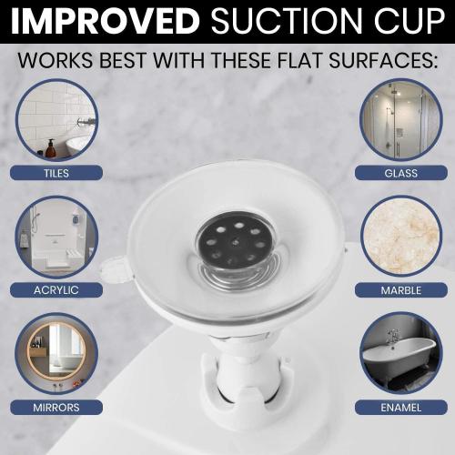 MIRRORVANA Shower Shaving Mirror with Dual Anti Fog - Fogless Shatterproof Surface with Razor Holder and Strong 360° Suction Cup (8 x 7, White)