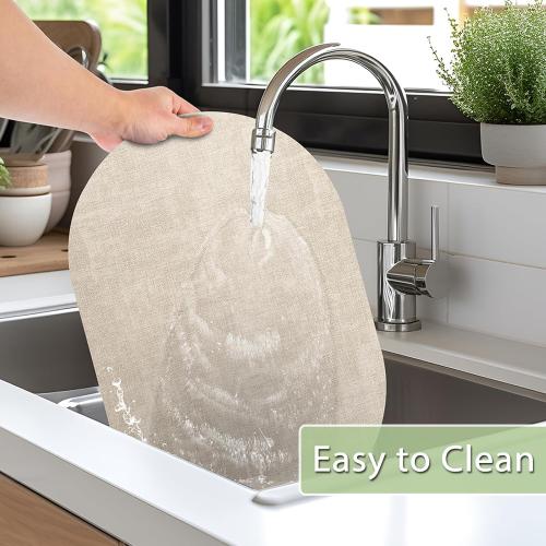 Placemats for Dining Table Set of 8 Non-Slip, Heat Resistant Oval Leather Placemat Double Layer, Waterproof Table Mats Easy to Clean for Kitchen Dining Room Coffee Office Table, Beige