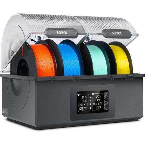 Sovol Filament Dryer 4 Spools, SH03 Dry Box with 85℃ Max Temp, Sealed Filament Storage Box with Auto Dehumiditification, Dual Independent Heating Chambers for PLA PETG ABS TPU ASA PC PA 1.75/2.85mm
