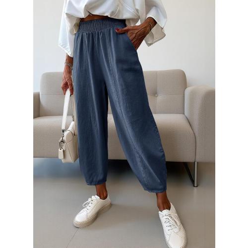 Size 22 TianZHU Womens Cotton Baggy Wide Leg Pants Casual Elastic Waisted Loose Lounge Harem Pants with Pockets