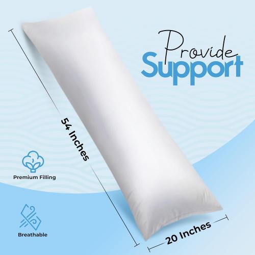 Utopia Bedding Full Body Pillow for Adults (White, 20 x 54 Inch), Long Pillow Insert for Sleeping, Ideal for Side Sleepers