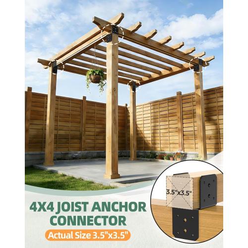 Heavy Duty Angle Brackets for 4x4 4x6 Post, 4MM Thick Black Steel 90 Degree L Brackets, Large Corner Brackets for Wood, Outdoor Crafts Woodworking Projects, Shelf L Brackets