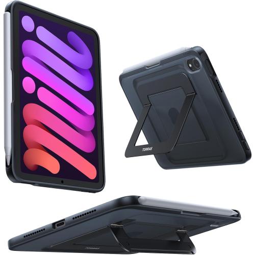 TORRAS Ostand K1 Guardian for iPad mini 7 A17 Pro Case, iPad mini 6 Case with Pencil Holder, Ultra Stable Stand, Multiple Adjustable Viewing Angles, Slim Protective Kickstand iPad mini Case, Black
