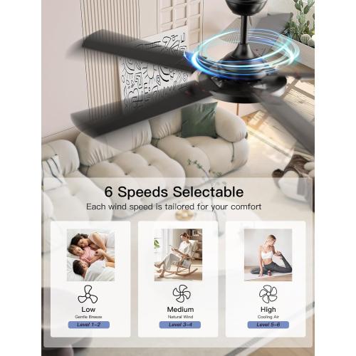 OJX Ceiling Fans with Lights, 52 inch Ceiling fan with Light and Remote/APP Control, 3CCT, Quiet DC Reversible, Dimmable, Modern Ceiling Fan for Bedroom, Living Room, Kitchen, Indoor/Outdoor Use