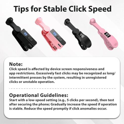 Aylthyo Auto Clicker for Smart Phone, Phone Screen Device Speed Clicker for iPhone iPad Apps, Fast Click Simulation Finger Continuous Click for Tiktok, Live Broadcasts Likes, Lightning Deal, Reward Task, Plug and Play(Black)