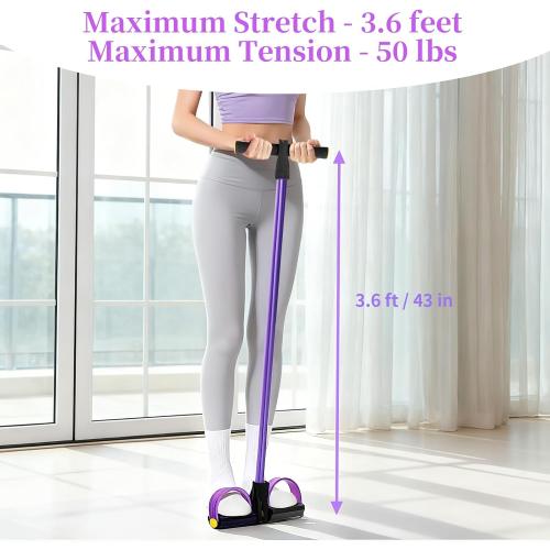 Pedal Resistance Bands with Handles, Upgrade 6-Tubes Manual Tension Training Pedal, Natural Rubber Foot Pedal Resistance Bands, Multifunction Fitness Bands for Abdomen, Waist, Arm, Leg