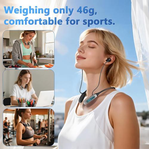 MZYML Neckband Bluetooth Headphones 5.4, IPX5 Waterproof Sports Earbuds with Mic, 80H Playtime 1000H Standby, LED Power Display, Magnetic in-Ear Headset for Running Workout Gym (Black)